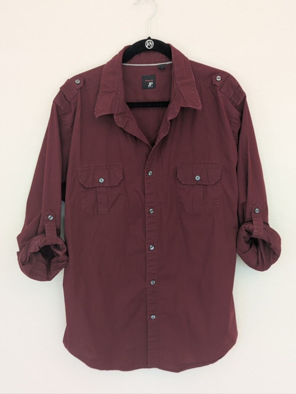 Men's Long Sleeve Button Shirt in Burgundy